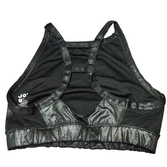 JoyLab S Metallic Black High Neck Racerback Sports Bra Dance Y2K Club Festival - Picture 2 of 5